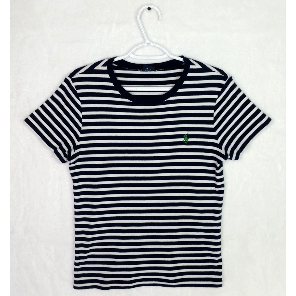 Women's Vintage Y2K Ralph Lauren Sport Striped Shirt Top XL XLarge Blue White